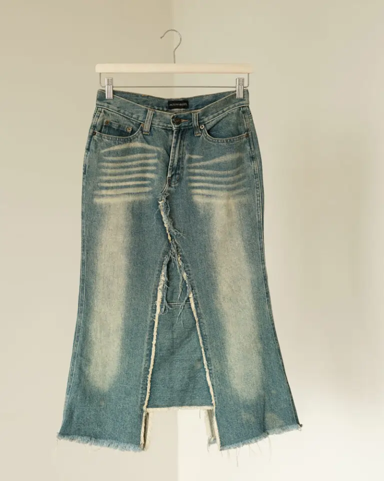 Distressed Greencast Denim Wash Skirt (5)
