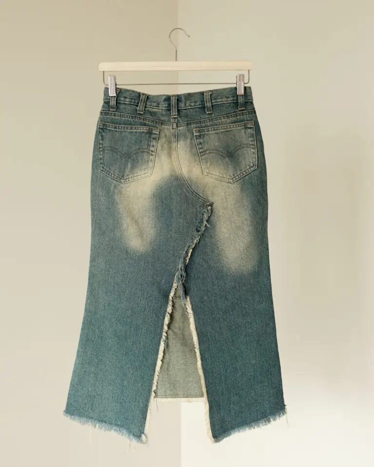Distressed Greencast Denim Wash Skirt (6)