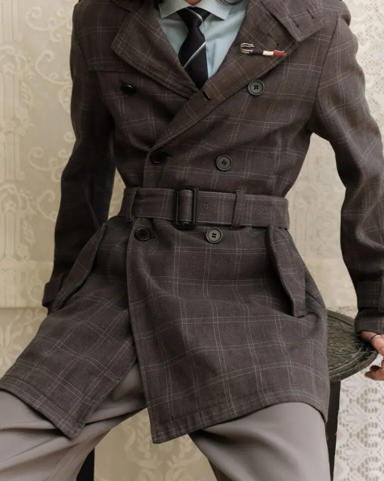 Glen Plaid Trench Coat (2)