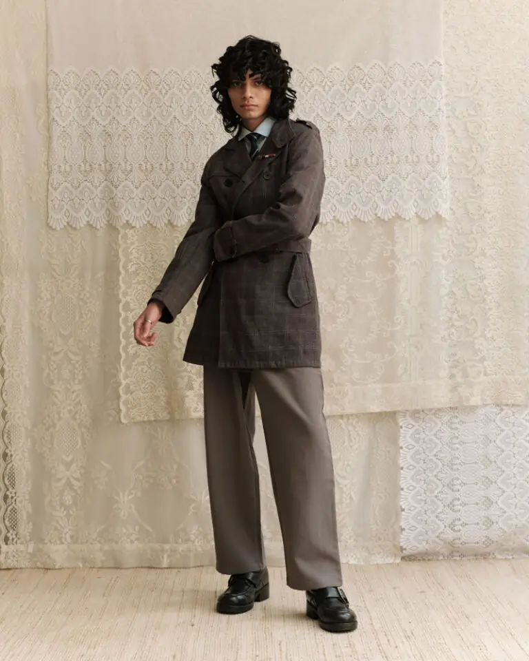 Glen Plaid Trench Coat (3)