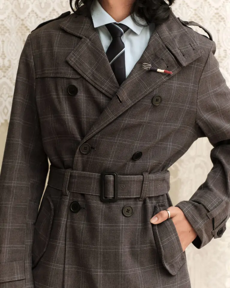 Glen Plaid Trench Coat (4)