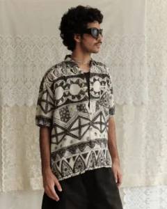 Monochrome tribal print shirt