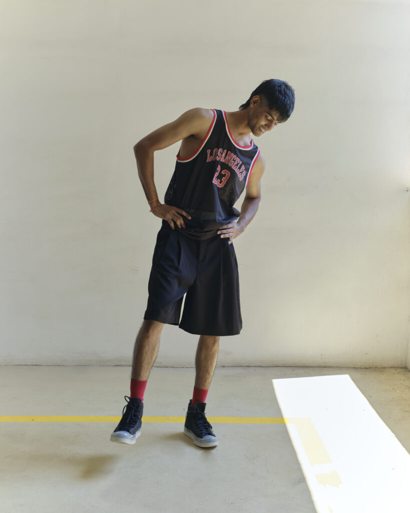 Vintage Los Angeles #23 jersey in black and red, oversized fit, retro streetwear style.