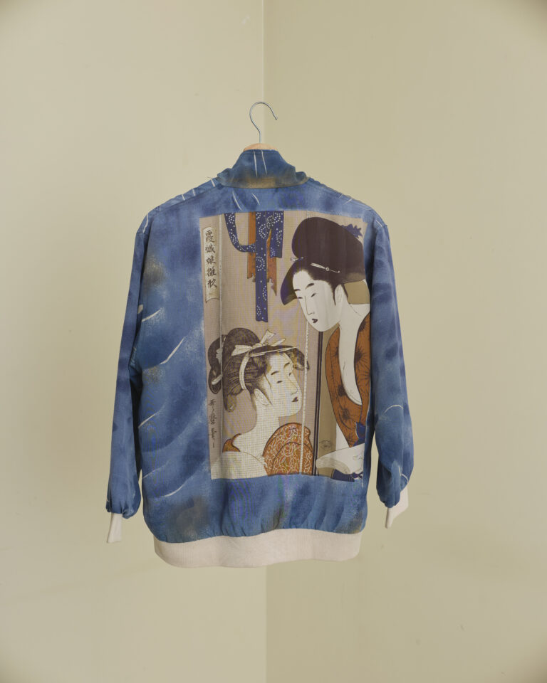 Unisex Vintage Ukiyo-e Style Sukajan Jacket with Japanese art print on satin fabric