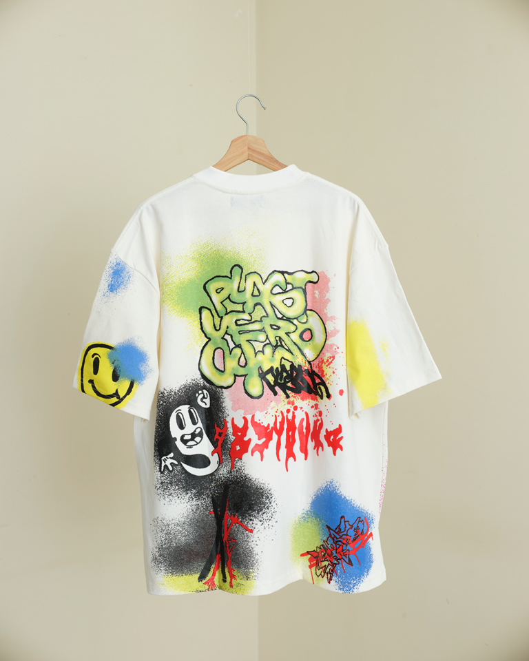 Oversized Sonic the Hedgehog t-shirt with multicolour spray-paint effect graffiti artwork – Now + Thenn.